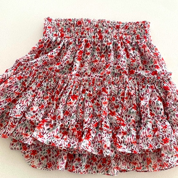Misa Los Angeles Red Floral Ruffle Marion Mini Skirt size M - Picture 2 of 8